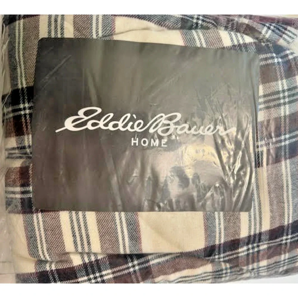 Eddie Bauer Edgewood Plaid Sherpa Throw Blanket 50x60 Flannel Fleece New